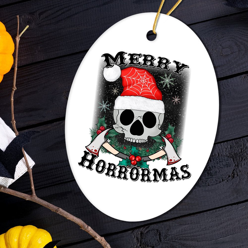 Merry Horrormas Skull Christmas Ornament Ceramic Ornament OrnamentallyYou 