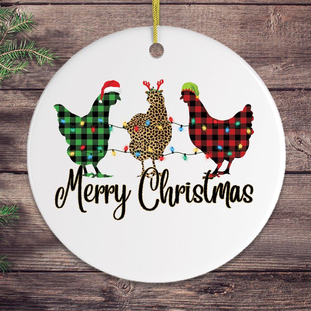 Plaid Rooster Merry Christmas Ornament Ornament OrnamentallyYou 