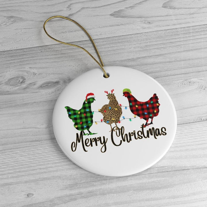 Plaid Rooster Merry Christmas Ornament Ornament OrnamentallyYou 