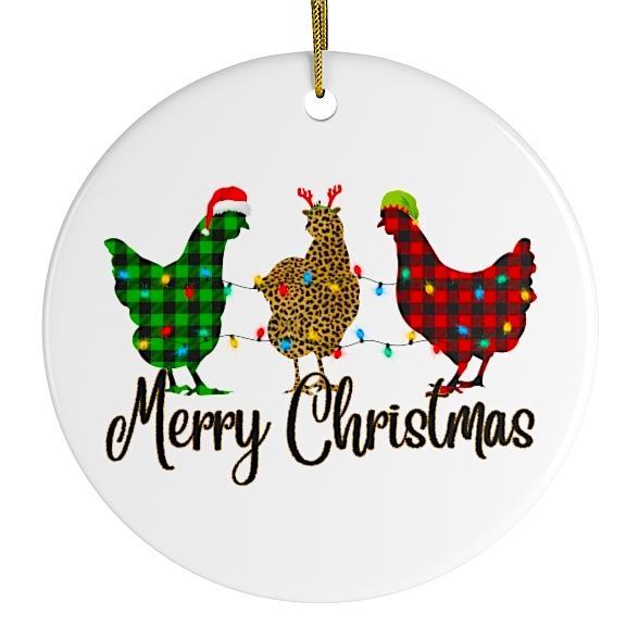 Plaid Rooster Merry Christmas Ornament Ornament OrnamentallyYou 