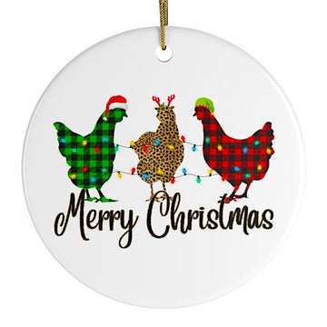 Plaid Rooster Merry Christmas Ornament Ornament OrnamentallyYou 