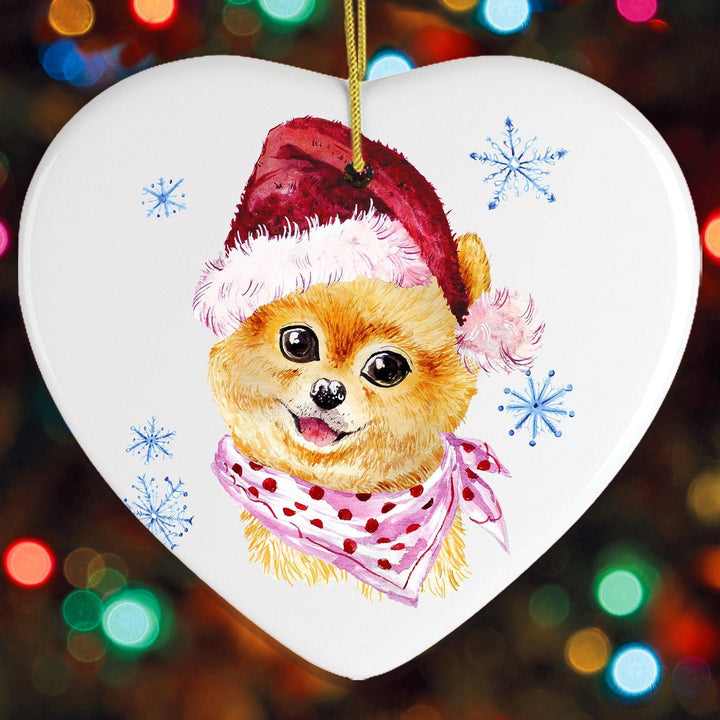 Pomeranian Puppy Watercolor Christmas Ornament Ornament OrnamentallyYou Heart 