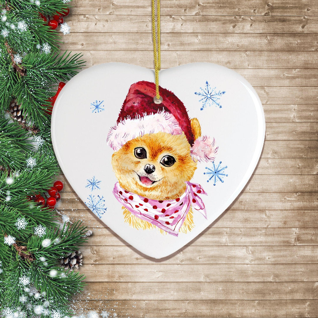 Pomeranian Puppy Watercolor Christmas Ornament Ornament OrnamentallyYou 