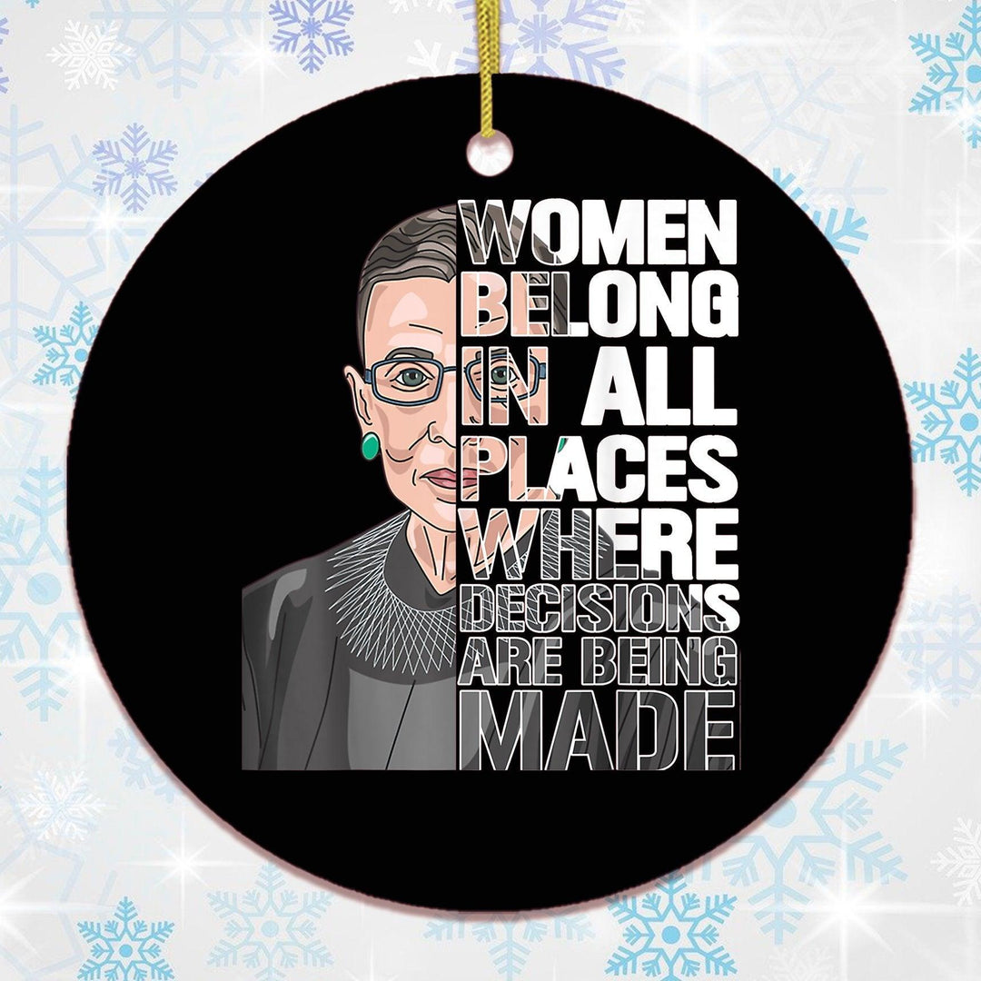 Ruth Bader Ginsberg RGB Women's Rights Quote Ornament Ornament OrnamentallyYou Circle 
