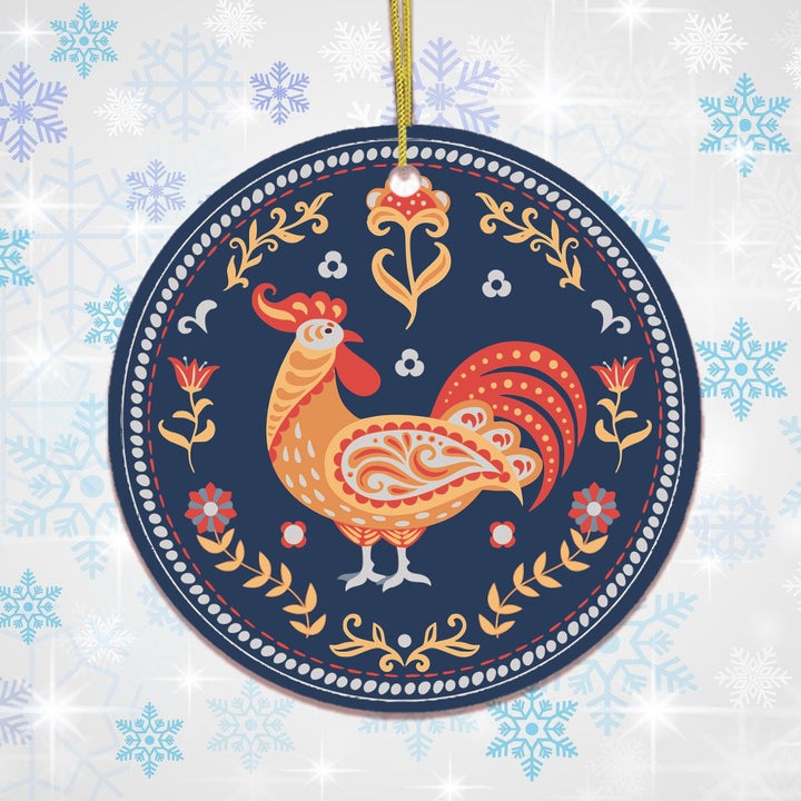 Scandinavian Folk Rooster Ornament Ornament OrnamentallyYou 