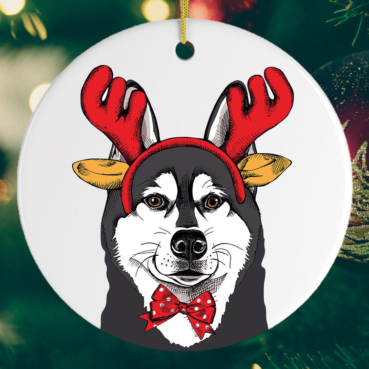 Siberian Husky Christmas Ornament Ornament OrnamentallyYou Circle 