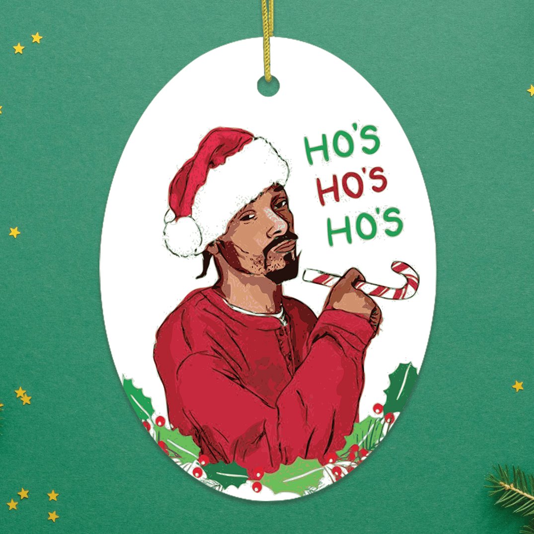 Snoop Dogg Funny Christmas Ornament OrnamentallyYou Oval 