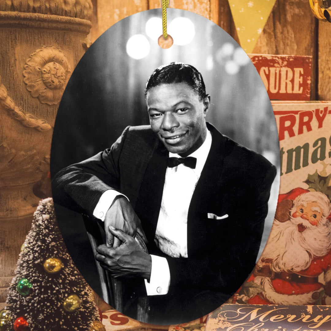 Vintage Nat King Cole Christmas Ornament, 1940s 1950s Black and White Jazz Decoration Ornament OrnamentallyYou Oval 