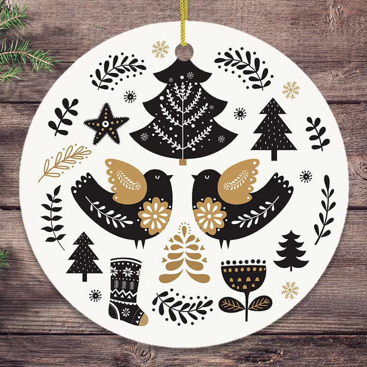 Vintage Scandinavian Christmas Ornament Ceramic Ornament OrnamentallyYou Circle 