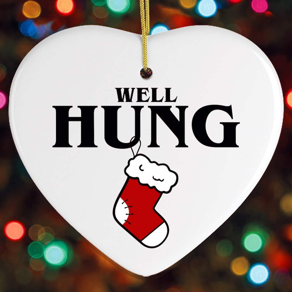 Well Hung Funny Christmas Ornament Ornament OrnamentallyYou 