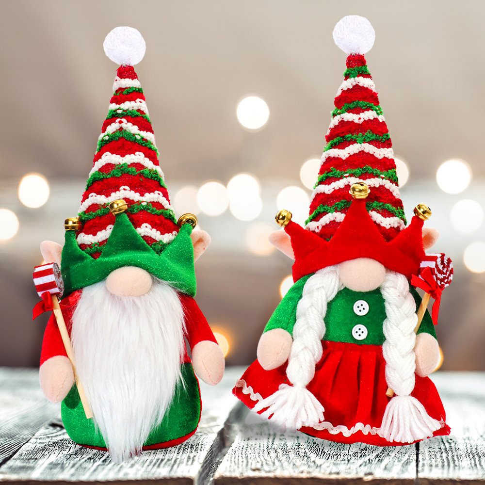 Whimsical Peppermint Joy Christmas Gnome Set of OrnamentallyYou