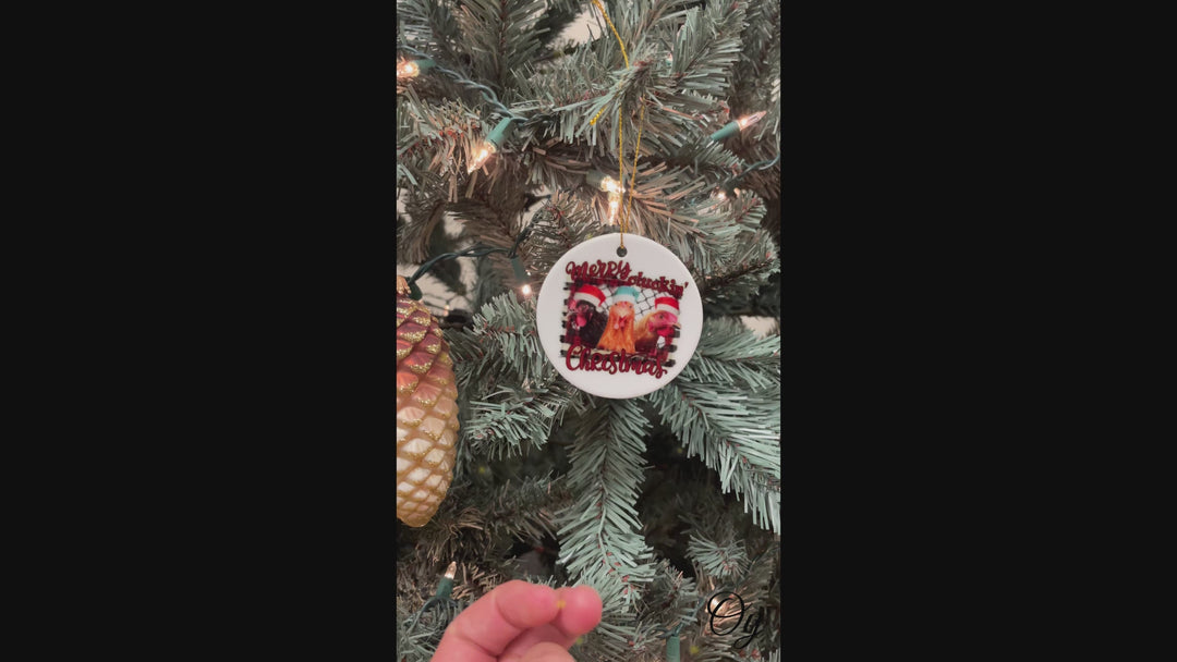 Merry Cluckin Christmas Chicken Ornament