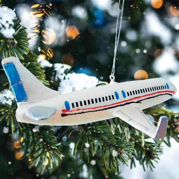 Airplane Glass Christmas Ornament Glass Ornament OrnamentallyYou 