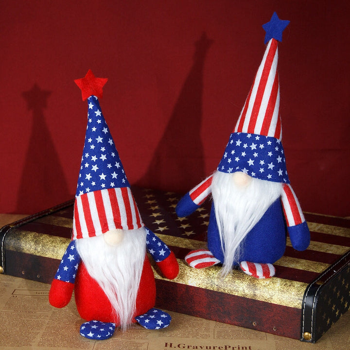 American Flag Colored Plush Gnome, Patriotic Home Decor Plush Gnome OrnamentallyYou 