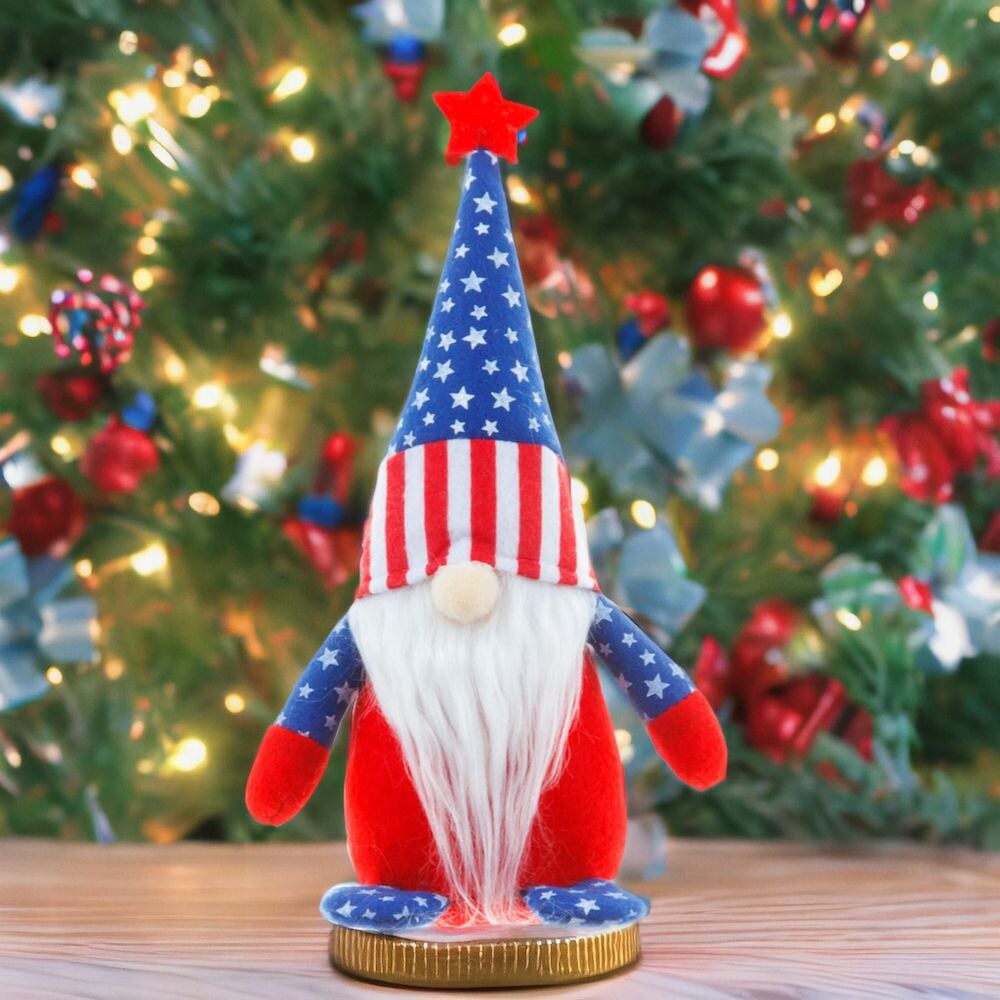 American Flag Colored Plush Gnome, Patriotic Home Decor Plush Gnome OrnamentallyYou Version 2 