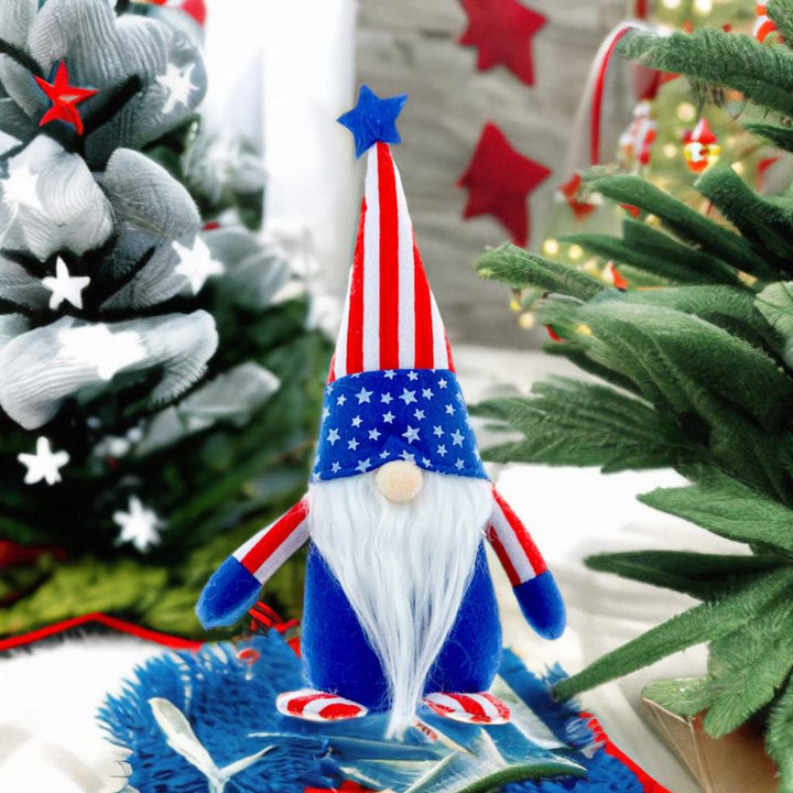American Flag Colored Plush Gnome, Patriotic Home Decor Plush Gnome OrnamentallyYou Version 1 