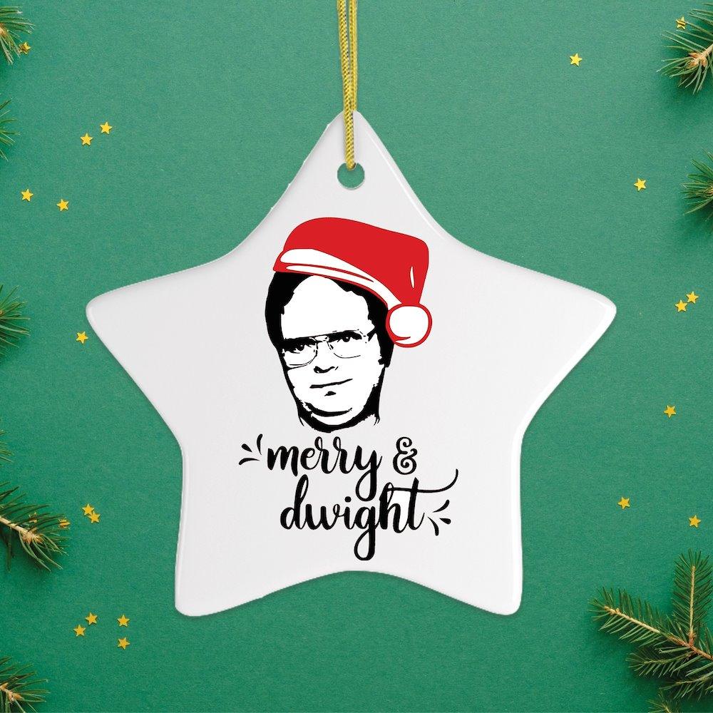 Dwight Schrute Christmas Ornament, The Office Xmas Decoration, Merry & Dwight Ornament OrnamentallyYou Star 