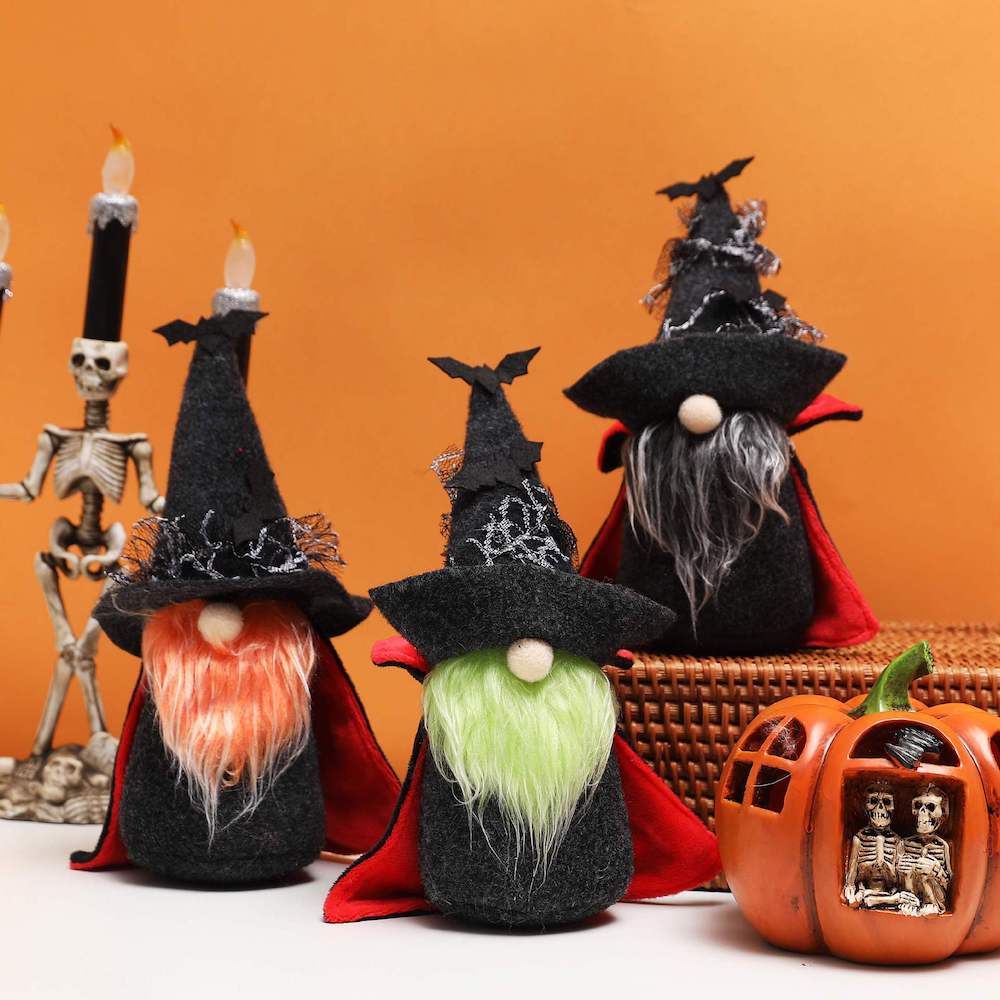 Exotic Vampire Gnomes, Spooky Plush Halloween Decoration with Bats Plush Gnome OrnamentallyYou Set of Three 