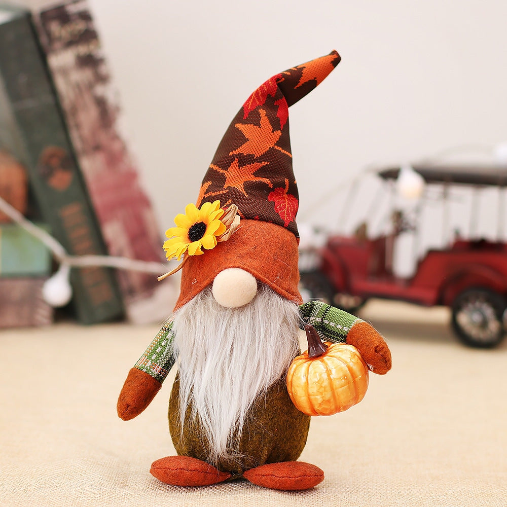 Fall Inspired Plush Gnome Set, Pumpkin, Autumn Leaf, and Sunflower Elements Plush Gnome OrnamentallyYou 