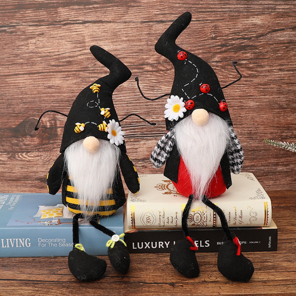 Handcrafted Bee and Ladybug Gnomes, Plush Bumblebee Bug Craft Theme Plush Gnome OrnamentallyYou 
