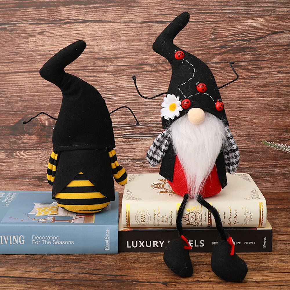 Handcrafted Bee and Ladybug Gnomes, Plush Bumblebee Bug Craft Theme Plush Gnome OrnamentallyYou 