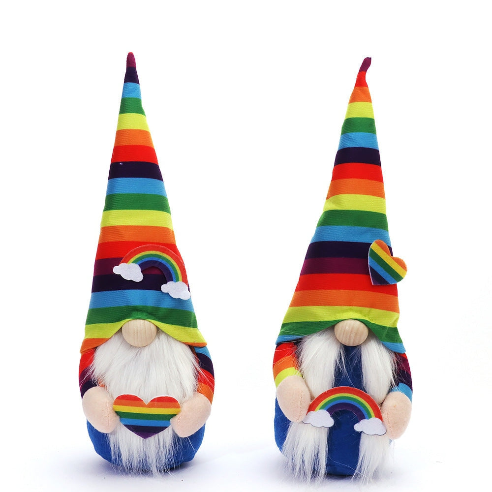LGBTQ+ Pride Rainbow Themed Plush Gnomes, Set of Two Plush Gnome OrnamentallyYou 