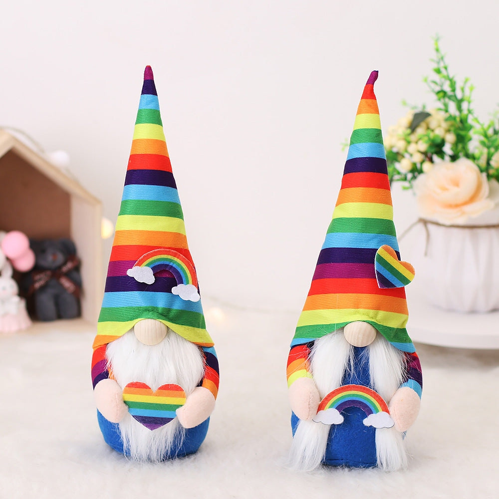 LGBTQ+ Pride Rainbow Themed Plush Gnomes, Set of Two Plush Gnome OrnamentallyYou Set of Two 
