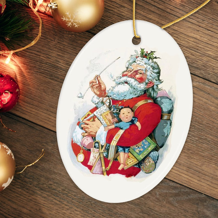 Merry Old Santa Claus Vintage Thomas Nast Legendary 1880s Art Christmas Ornament Ceramic Ornament OrnamentallyYou 