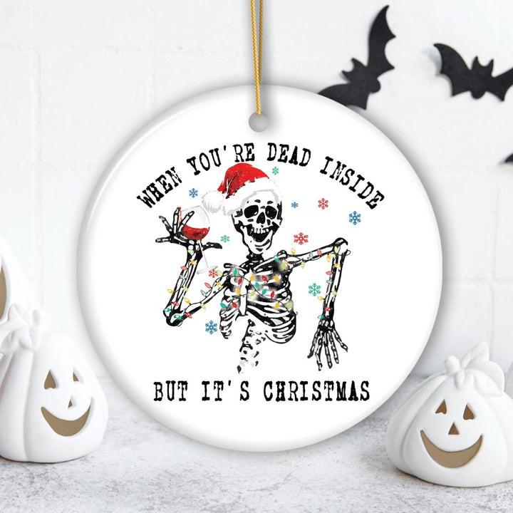 Dead Inside Fun Holiday Dark Humor Christmas Ornament Bundle, Horror Skeleton Party Gift Ornament Bundle OrnamentallyYou 