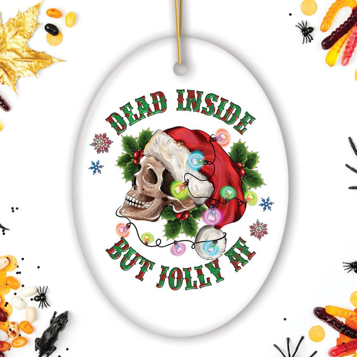 Dead Inside Fun Holiday Dark Humor Christmas Ornament Bundle, Horror Skeleton Party Gift Ornament Bundle OrnamentallyYou 