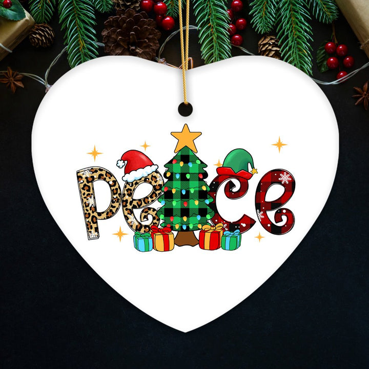 Religious Theme Plaid Ceramic Heart Christmas Ornament Bundle, Jesus and Christian Nativity Ornament Bundle OrnamentallyYou 