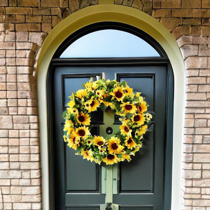 Sunflower Wreath for Front Door or Home, 20 Inches Wreath Yiwu Qusheng Arts And Crafts Co., Ltd. 