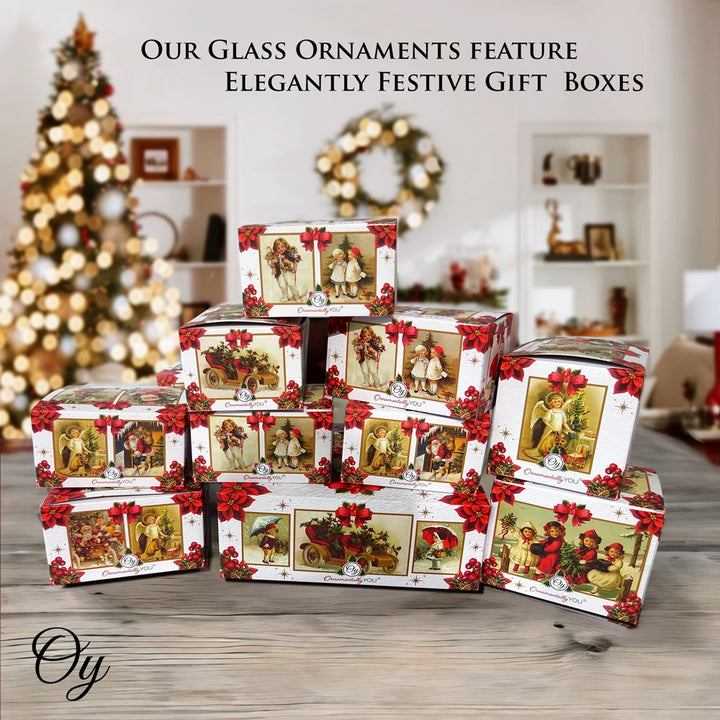 Santa Sleigh and Reindeer Elegant Christmas Ornament, Holiday Blown Glass Figurine Glass Ornament OrnamentallyYou 